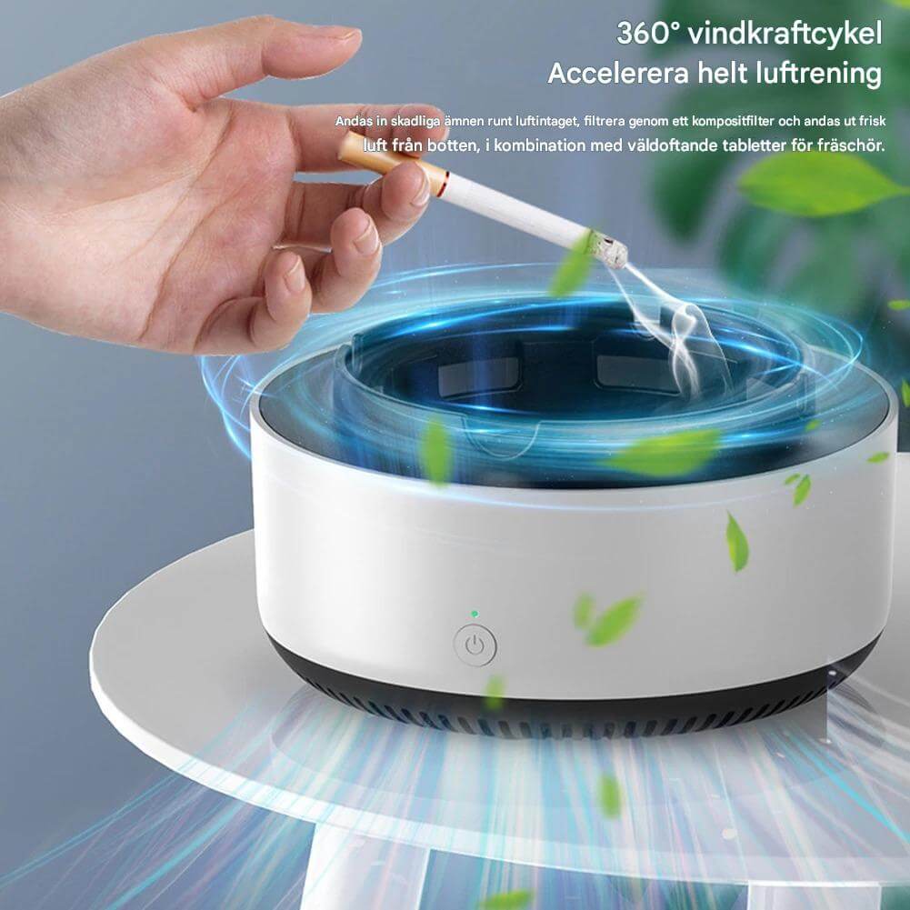 SmokeGuard – 2-i-1 Askfat och Luftrenare | Hjälper till att Förbättra Luftkvaliteten i Hem och Kontor