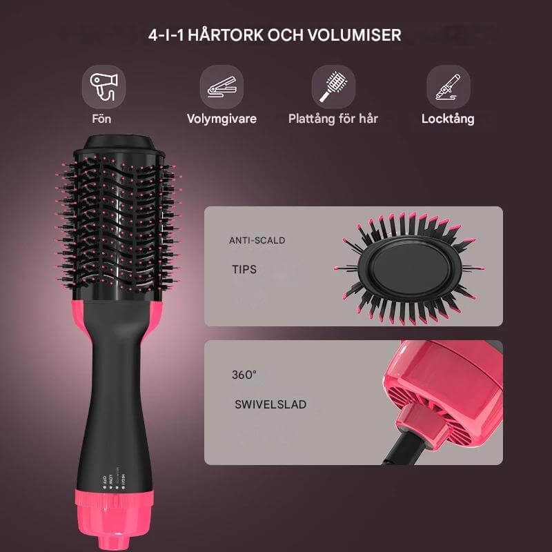 StylePro – 4-i-1 Varmluftsborste för Fön, Volym och Styling | Smidig Hårstyling med En Enhet