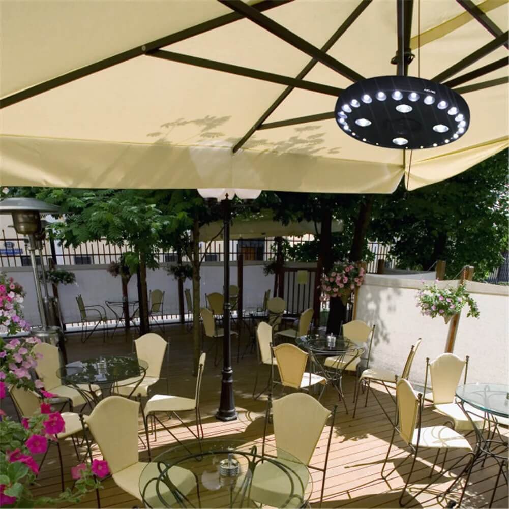 LumaGlow - Portable 24+4LED Parasol Light for Outdoor Use
