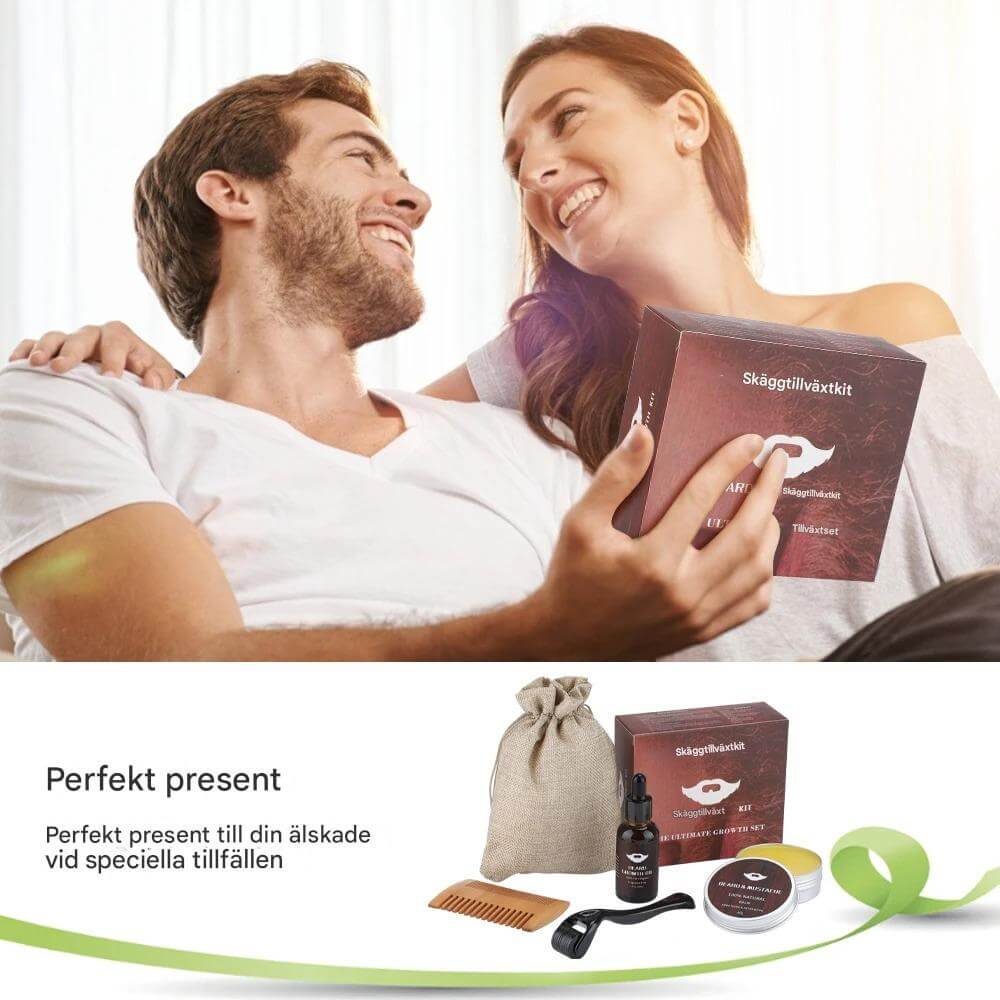 BeardPeak – Skäggvårdsset med Olja, Balm, Micro-Needle Roller & Kam för Ett Välvårdat Skägg