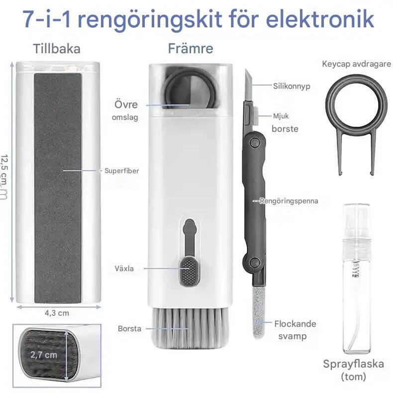 CleanMate – 7-i-1 Rengöringskit för Tangentbord & Hörlurar | Smart Vårdlösning för Dator & Teknikprylar