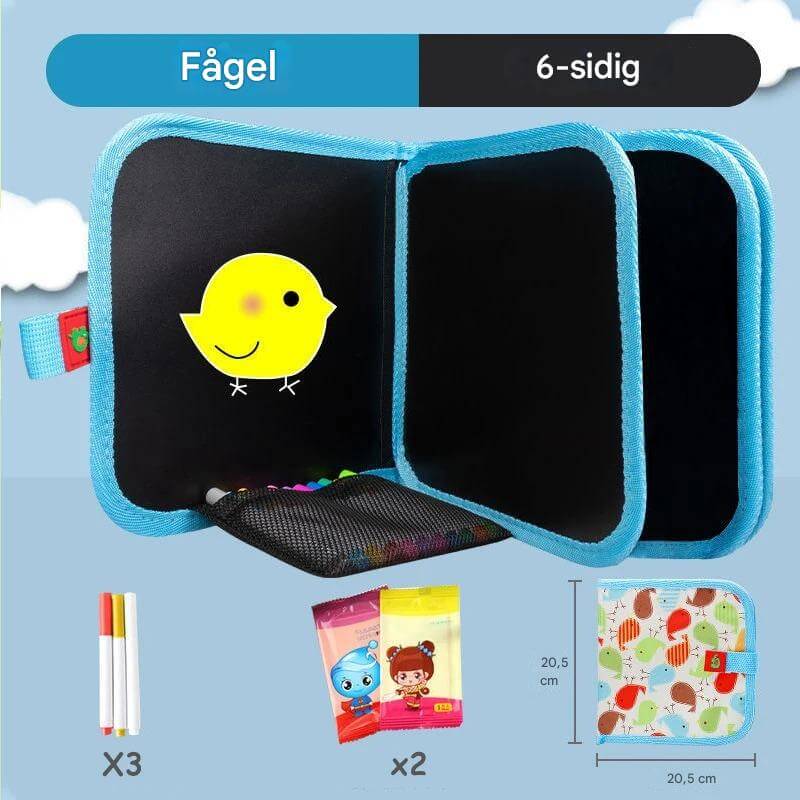 DoodleBloom – Återanvändningsbar Ritbok för Barn | Torkbar & Bärbar Kreativitet med Magisk Penna