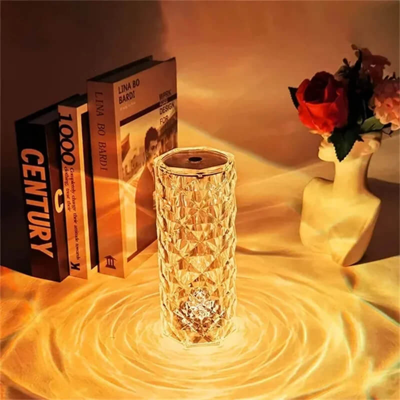 Crystal Lamp with 16 Colors & Diamond Rose LED Lamp - Touch & Remote Control USB Rechargeable, Romantic Mood for Home