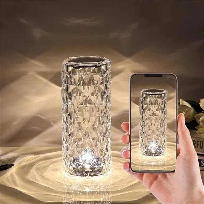 Crystal Lamp with 16 Colors & Diamond Rose LED Lamp - Touch & Remote Control USB Rechargeable, Romantic Mood for Home