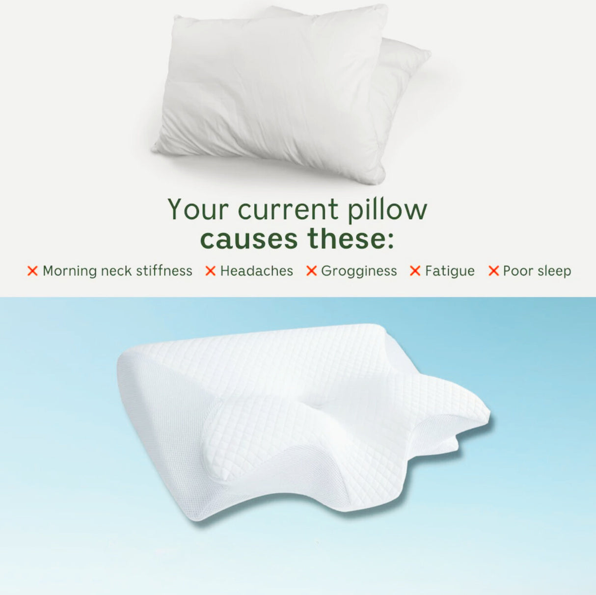 Snoozeit - Ergonomic & Comfortable Orthopedic Neck Pillow