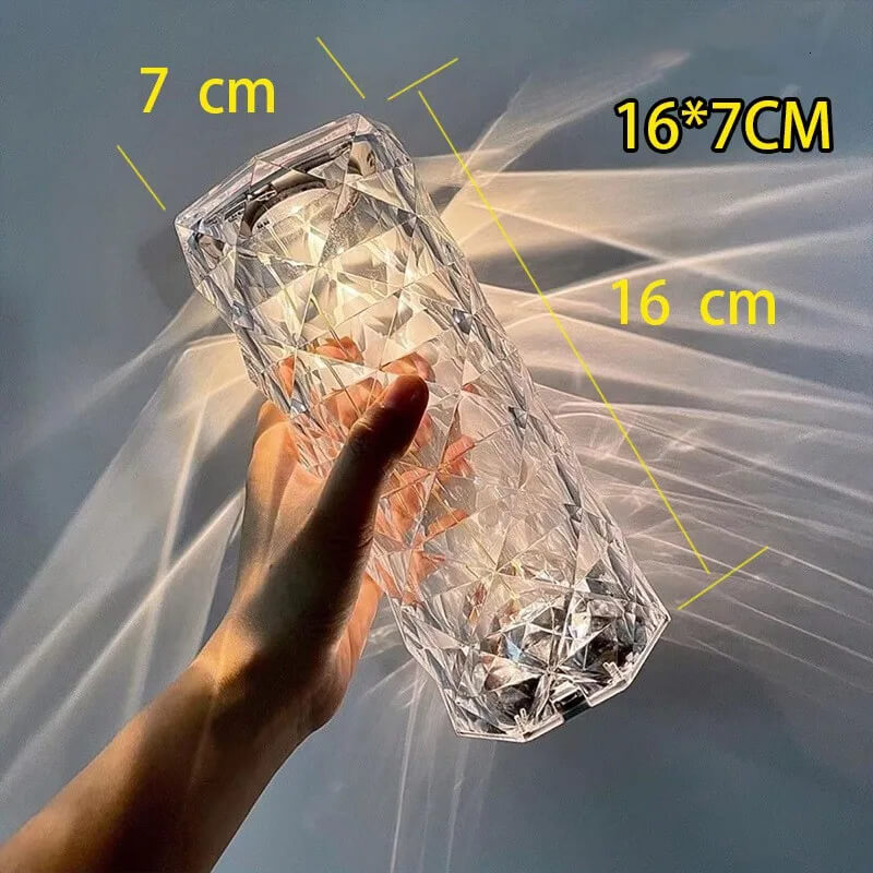 Crystal Lamp with 16 Colors & Diamond Rose LED Lamp - Touch & Remote Control USB Rechargeable, Romantic Mood for Home