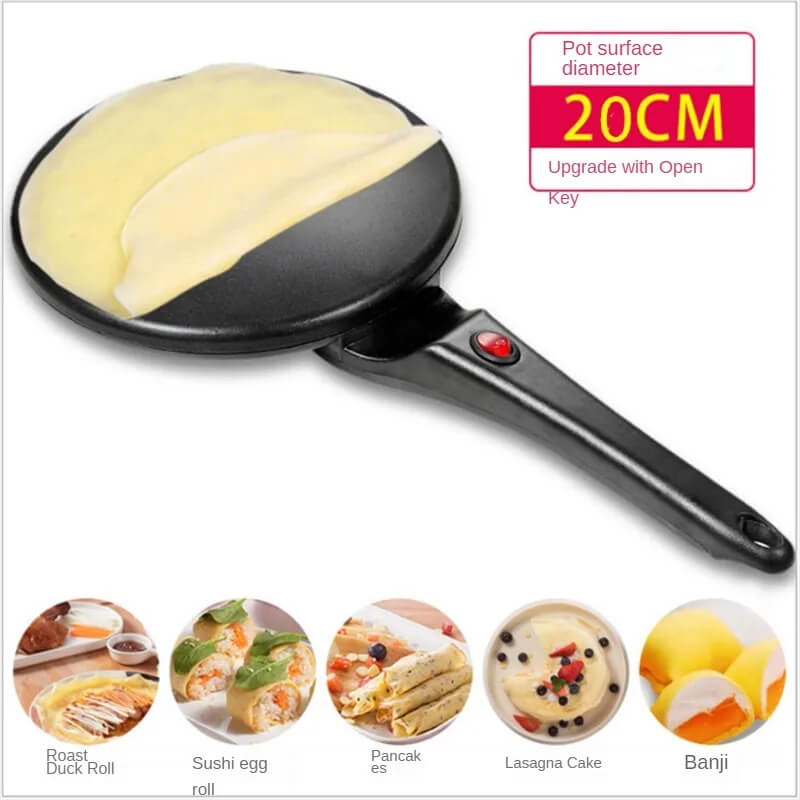 Elektrisk Crêpes- och Pannkaksmaskin – Non-Stick Stekpanna (20 cm) med Temperaturkontroll | För Tortilla, Wraps, Frukost & Tunnbröd