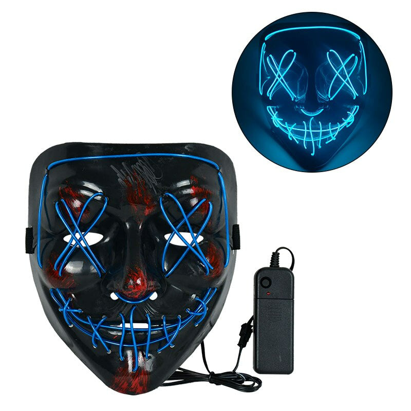 LED Skräckmask för Halloween & Maskerad | Purge-Inspirerad Blinkande Mask med 3 Ljuslägen – Justerbar & Säker EL-Wire Design