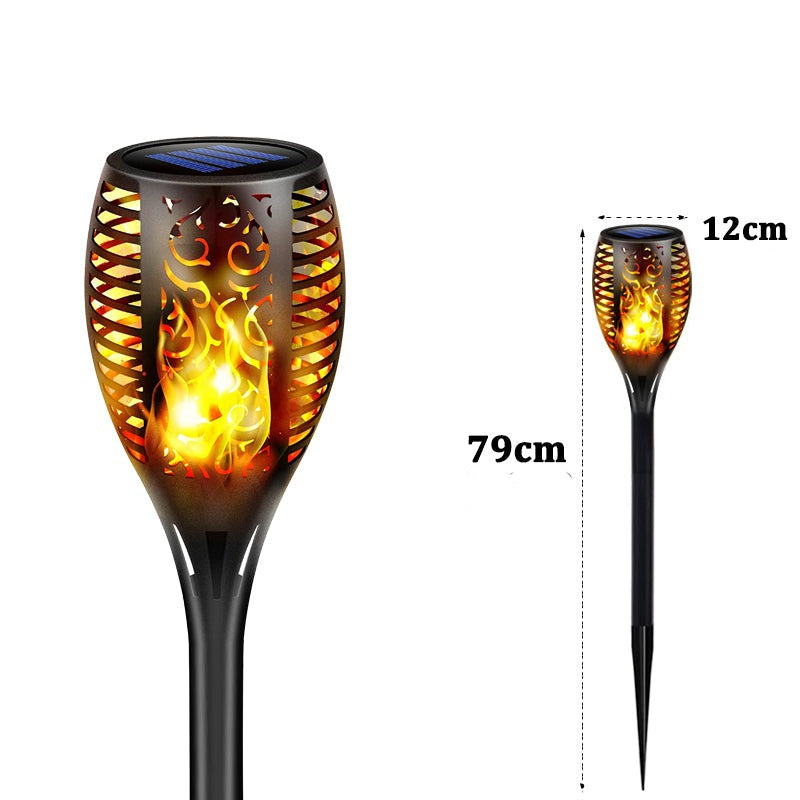 Solcellsdriven LED Lykta för Utomhusbruk | IP65 Vattentät Trädgårdsfackla med Flammeffekt – Energisnål & Automatisk Tändning