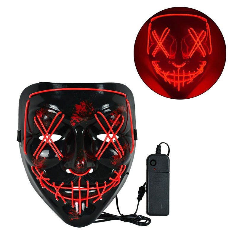 LED Skräckmask för Halloween & Maskerad | Purge-Inspirerad Blinkande Mask med 3 Ljuslägen – Justerbar & Säker EL-Wire Design