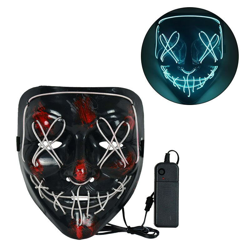 LED Skräckmask för Halloween & Maskerad | Purge-Inspirerad Blinkande Mask med 3 Ljuslägen – Justerbar & Säker EL-Wire Design