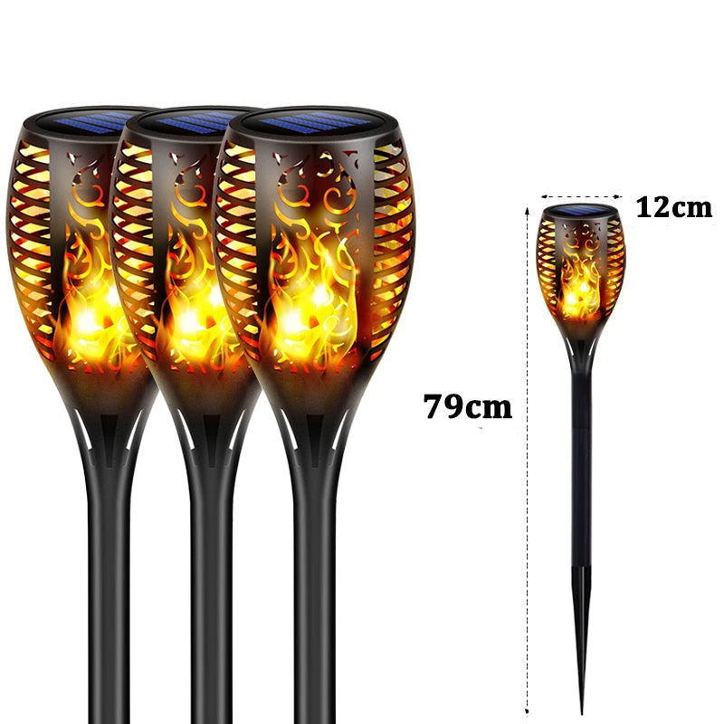 Solcellsdriven LED Lykta för Utomhusbruk | IP65 Vattentät Trädgårdsfackla med Flammeffekt – Energisnål & Automatisk Tändning