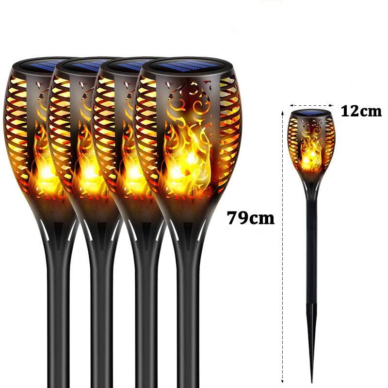 Solcellsdriven LED Lykta för Utomhusbruk | IP65 Vattentät Trädgårdsfackla med Flammeffekt – Energisnål & Automatisk Tändning