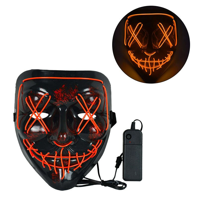LED Skräckmask för Halloween & Maskerad | Purge-Inspirerad Blinkande Mask med 3 Ljuslägen – Justerbar & Säker EL-Wire Design