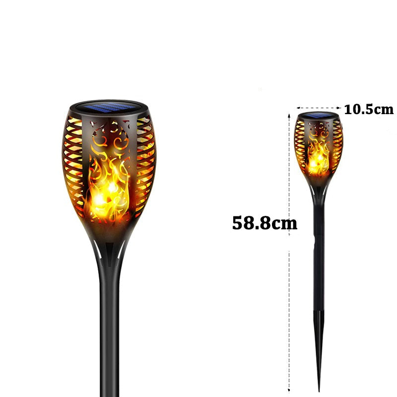 Solcellsdriven LED Lykta för Utomhusbruk | IP65 Vattentät Trädgårdsfackla med Flammeffekt – Energisnål & Automatisk Tändning