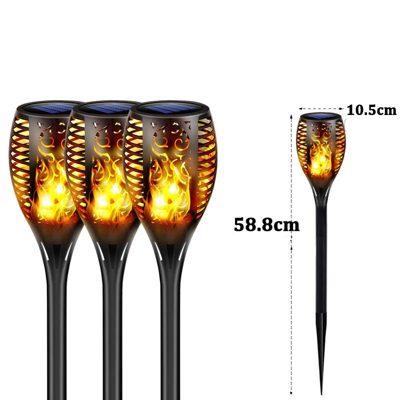 Solcellsdriven LED Lykta för Utomhusbruk | IP65 Vattentät Trädgårdsfackla med Flammeffekt – Energisnål & Automatisk Tändning