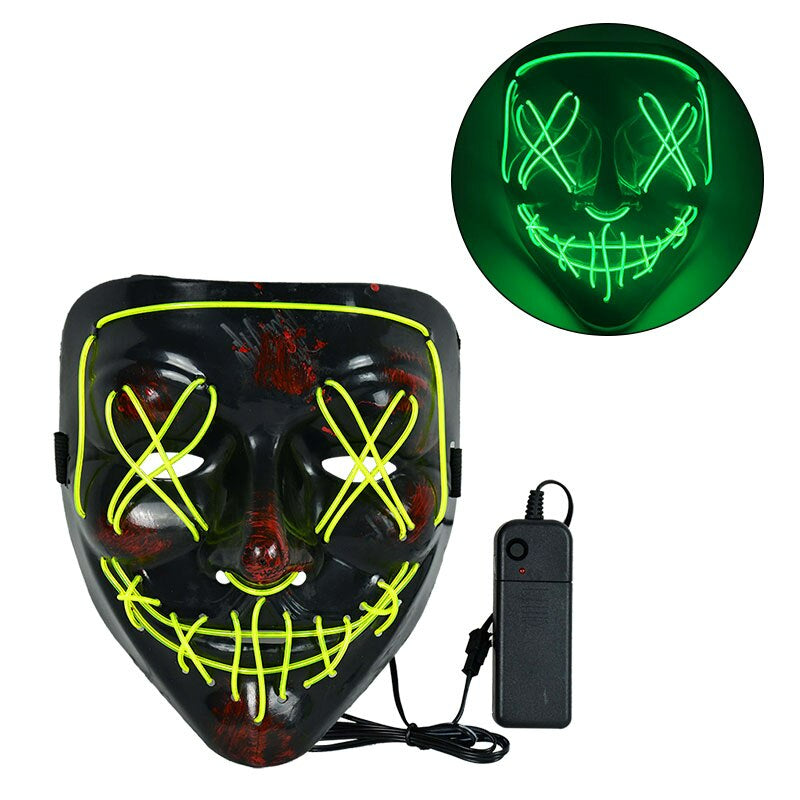 LED Skräckmask för Halloween & Maskerad | Purge-Inspirerad Blinkande Mask med 3 Ljuslägen – Justerbar & Säker EL-Wire Design