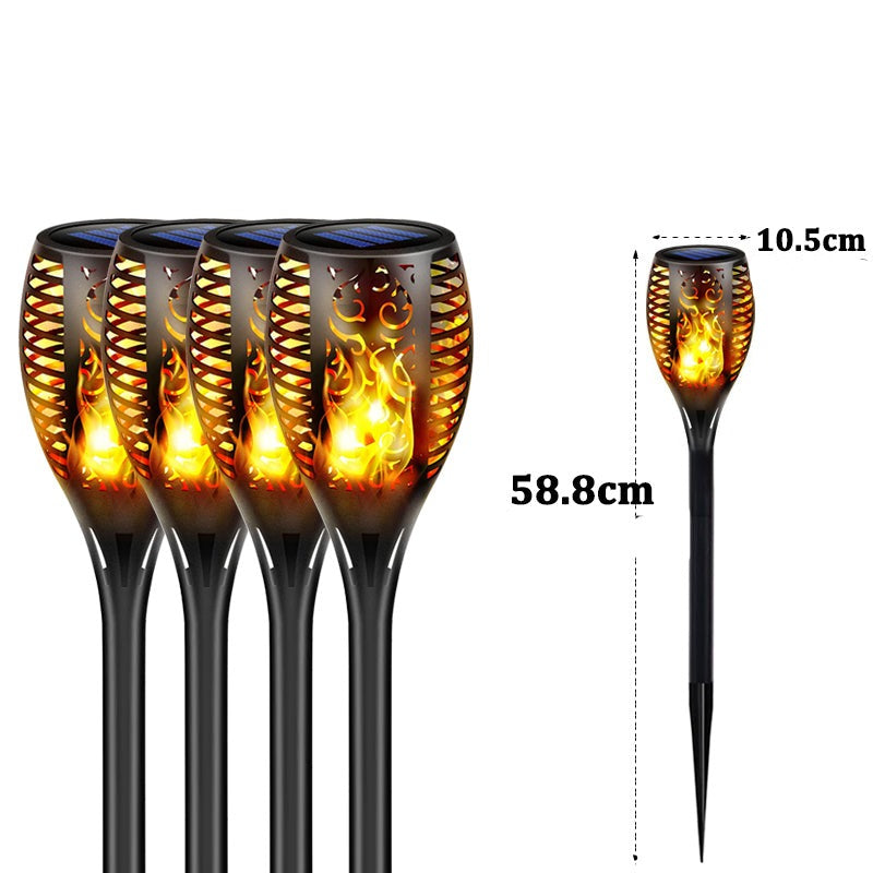 Solcellsdriven LED Lykta för Utomhusbruk | IP65 Vattentät Trädgårdsfackla med Flammeffekt – Energisnål & Automatisk Tändning
