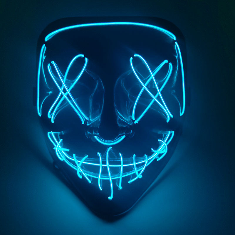LED Skräckmask för Halloween & Maskerad | Purge-Inspirerad Blinkande Mask med 3 Ljuslägen – Justerbar & Säker EL-Wire Design