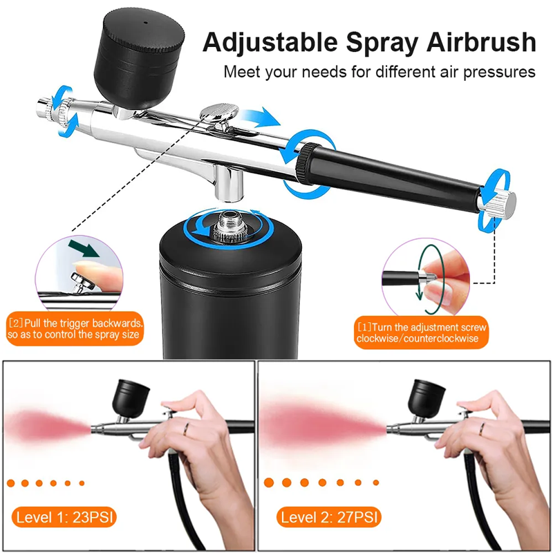 Trådlös Airbrush med Dubbelverkande Spraypistol