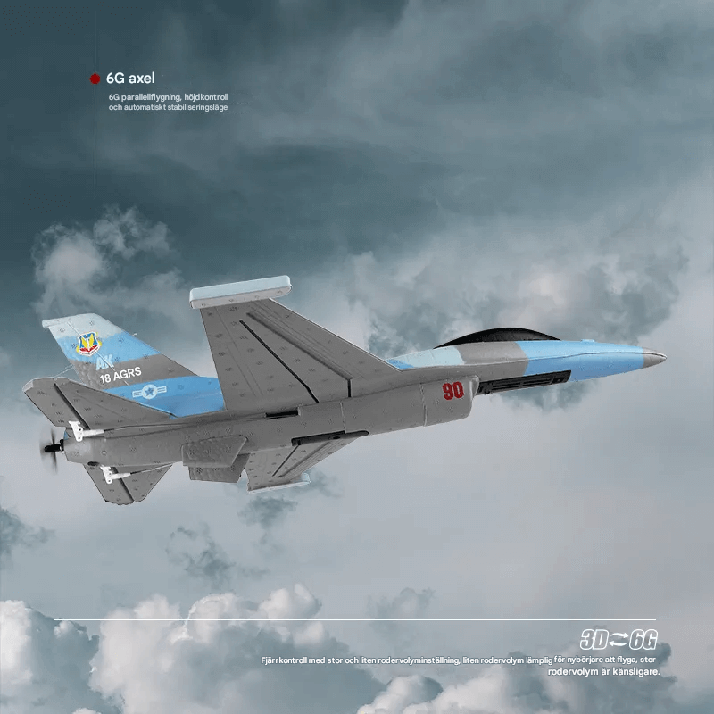 Fjärrstyrt RC F16 Jetflygplan i Skum – 2,4G, Realistisk Propeller, Segelfunktion & Lång Räckvidd