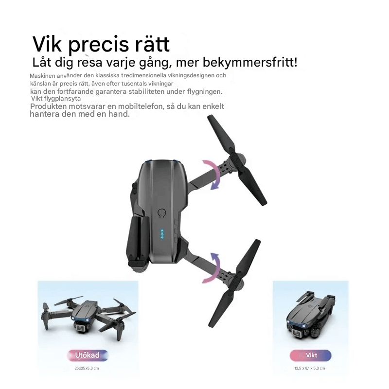 Mini Fjärrkontrollerad Drönare med 4K Kamera – Hopfällbar & Stabil Flygning