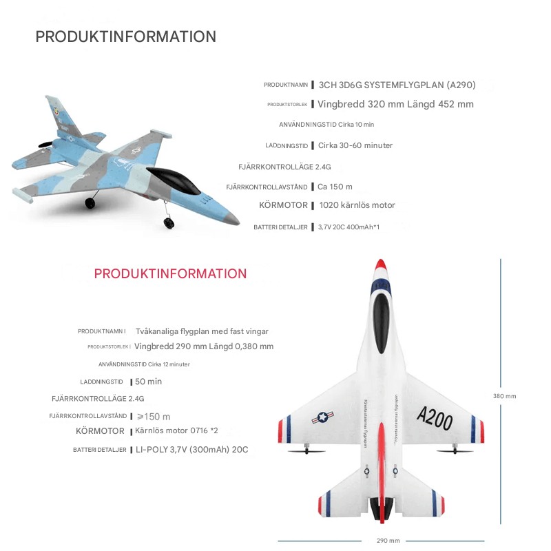 Fjärrstyrt RC F16 Jetflygplan i Skum – 2,4G, Realistisk Propeller, Segelfunktion & Lång Räckvidd