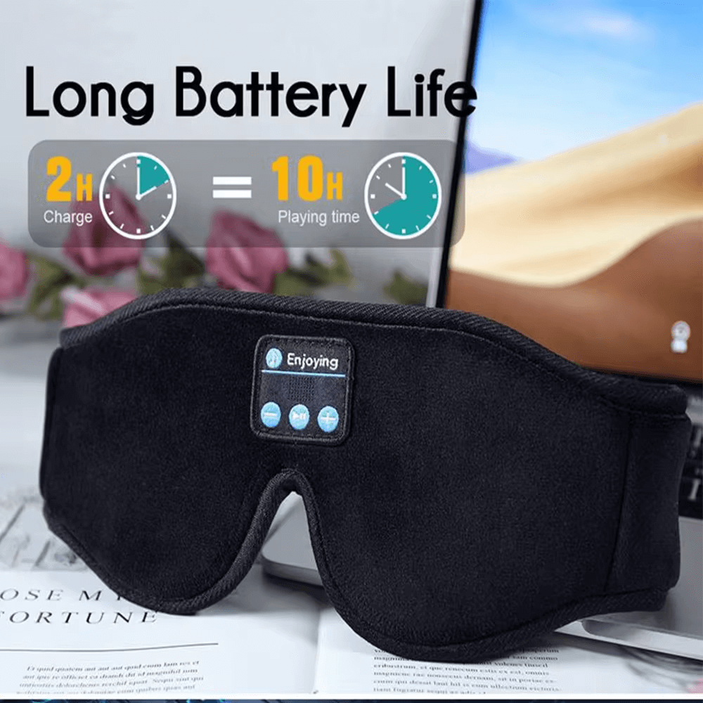 Snoozeit.™  - Bluetooth Sovmask med HD-högtalare - 3D Sovhörlurar med Autoavstängning | Trådlös Bluetooth 5.0