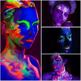 NeonAura – Halloween Neon Fluorescerande UV Body Paint Set för Ansikte och Kropp, Glow in the Dark, Party & Festivalfärg