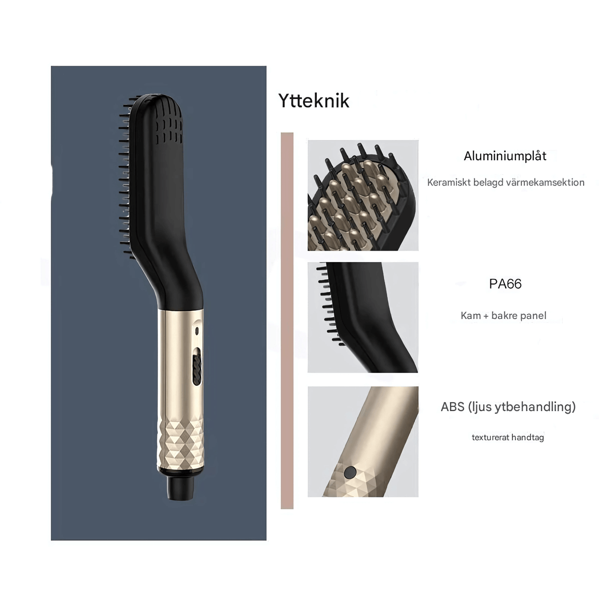 GroomFlex - Electric Comb and Hair Styler with Ionization & Adjustable Heat for Beard and Hair