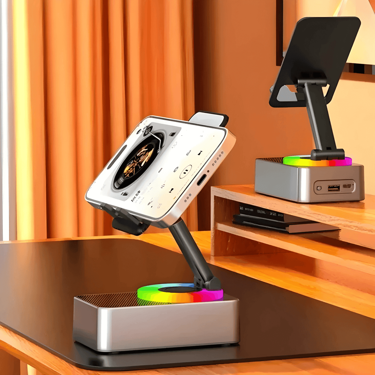 EchoStand – 5-i-1 Trådlös Bluetooth Högtalare, Mobilhållare & Powerbank för Resa, Hem och Fest