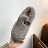 FurLush - Sko i imiteret pels med justerbar rem & Plys-komfort til indendørs og let udendørs brug