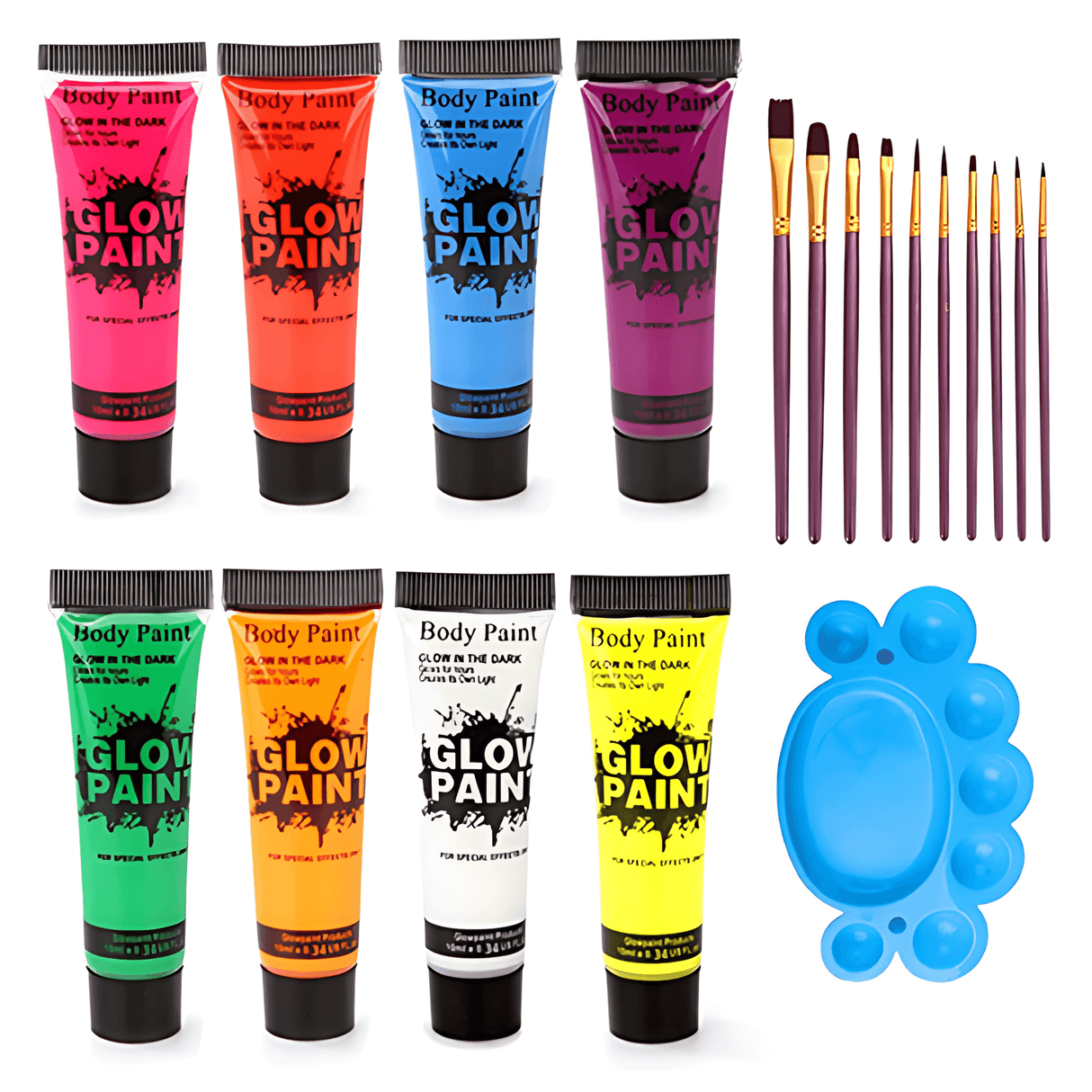 NeonAura – Halloween Neon Fluorescerande UV Body Paint Set för Ansikte och Kropp, Glow in the Dark, Party & Festivalfärg
