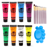 NeonAura – Halloween Neon Fluorescerande UV Body Paint Set för Ansikte och Kropp, Glow in the Dark, Party & Festivalfärg