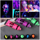 NeonAura – Halloween Neon Fluorescerande UV Body Paint Set för Ansikte och Kropp, Glow in the Dark, Party & Festivalfärg