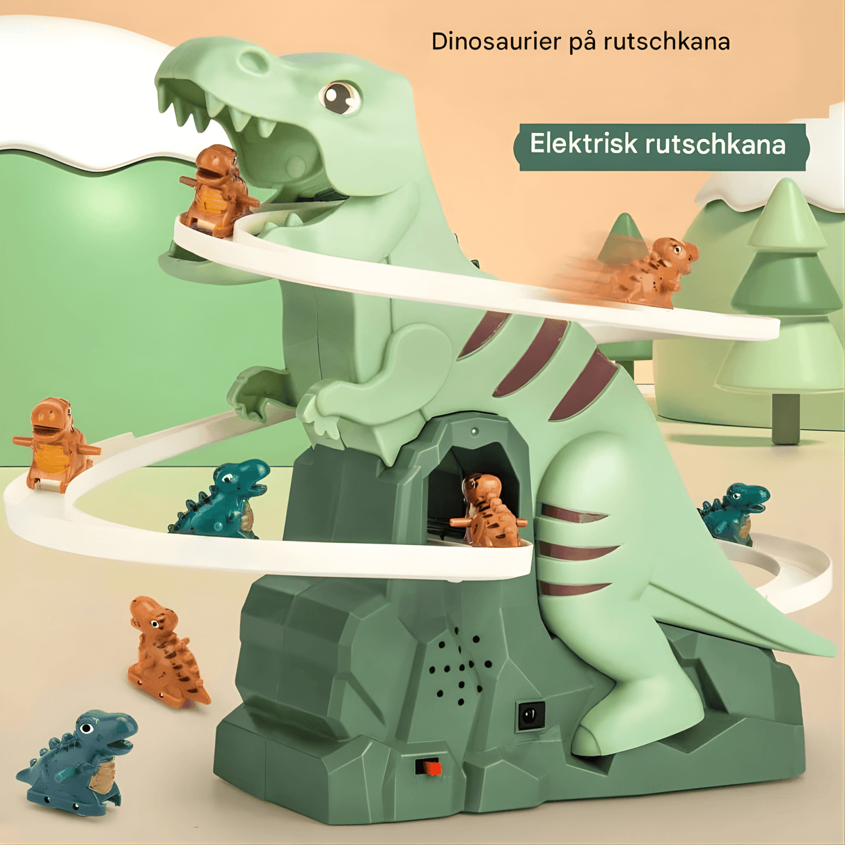 DinoQuest - Electric Dinosaur Slide with Automatic Climbing Stairs, Lights & Music for Kids