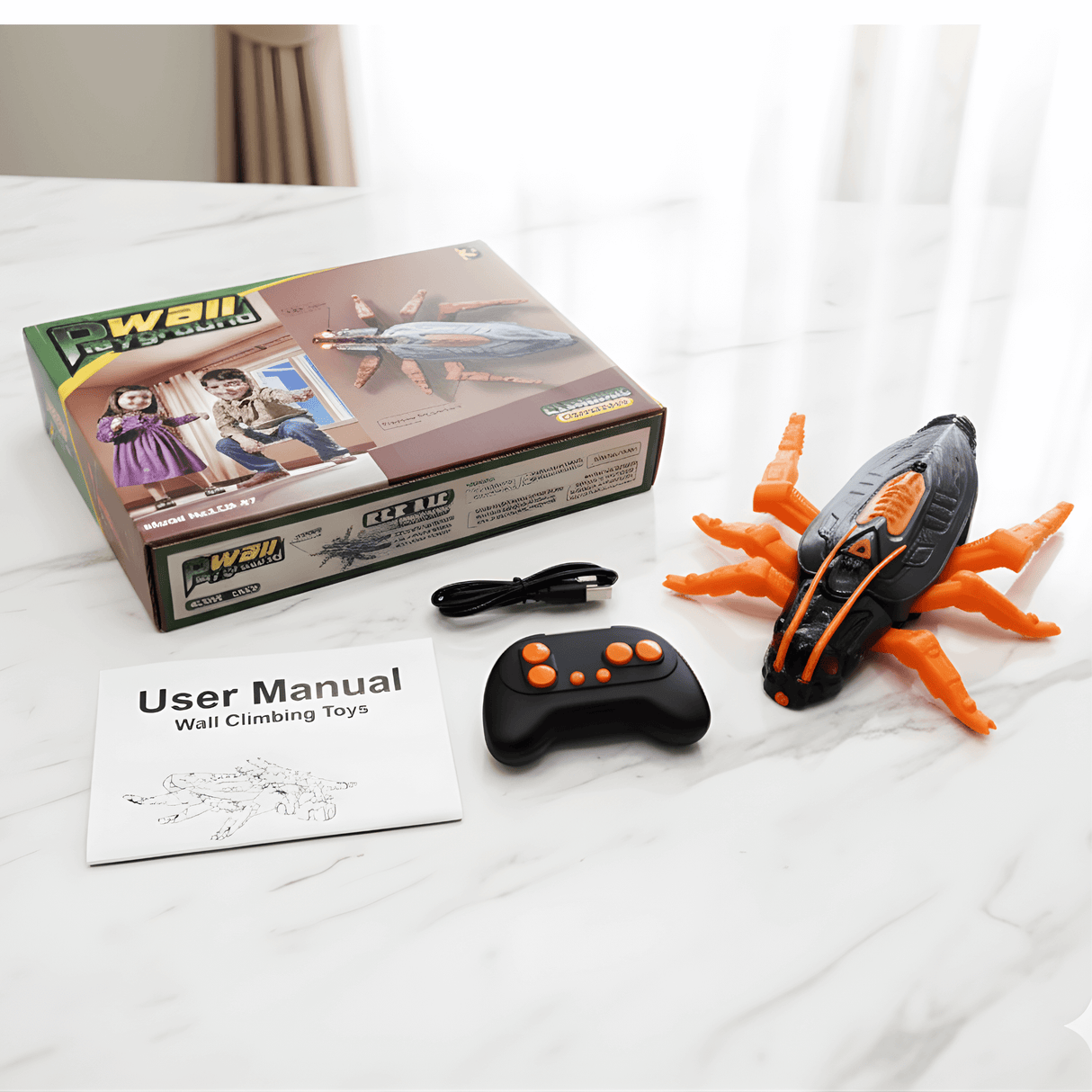 CrawlBot – Fjärrstyrd Väggklättrande Gecko & Kackerlacka Leksak med LED-ljus & Uppladdningsbart Batteri för Barn