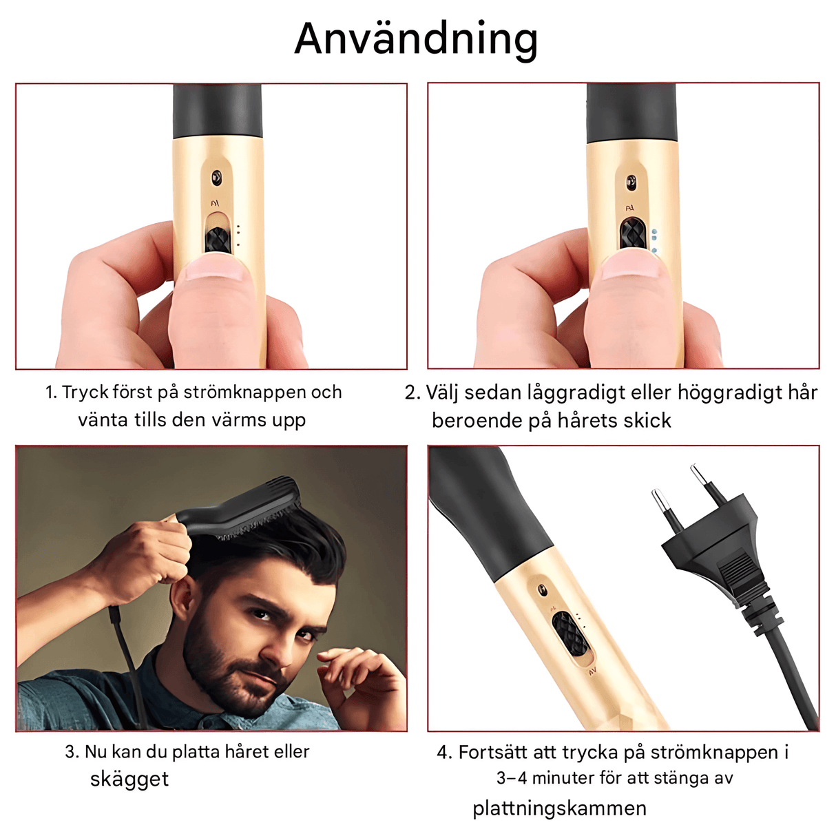 GroomFlex - Electric Comb and Hair Styler with Ionization & Adjustable Heat for Beard and Hair