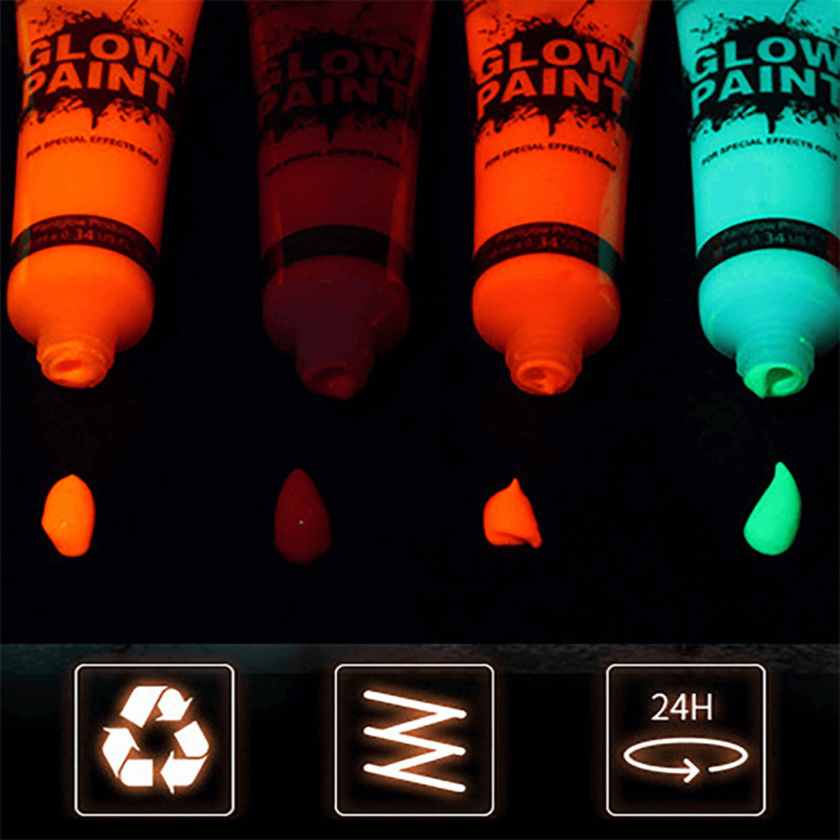 NeonAura – Halloween Neon Fluorescerande UV Body Paint Set för Ansikte och Kropp, Glow in the Dark, Party & Festivalfärg