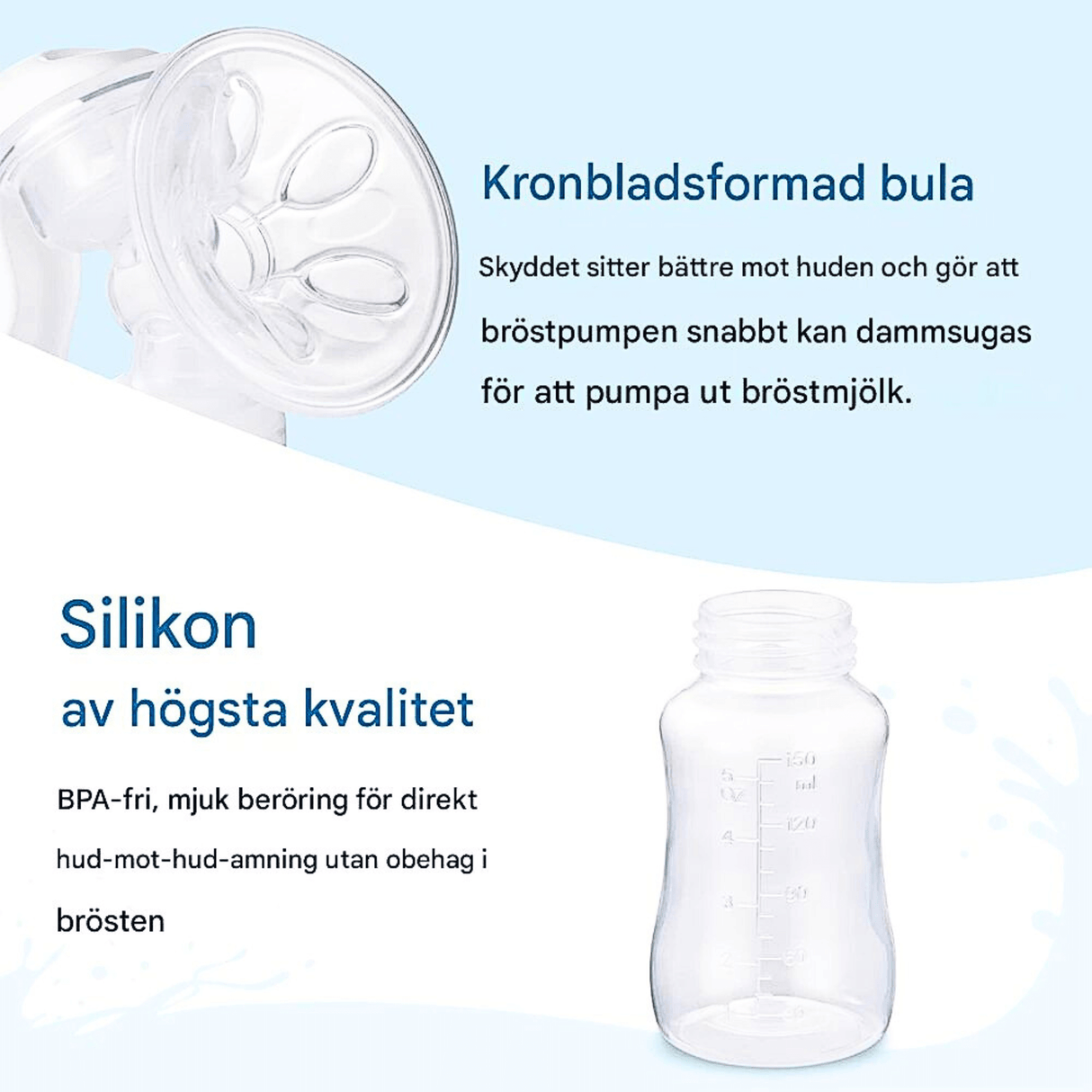 LactiMate - Manual Breast Pump in BPA-free Silicone with Ergonomic Handle & Quiet Operation