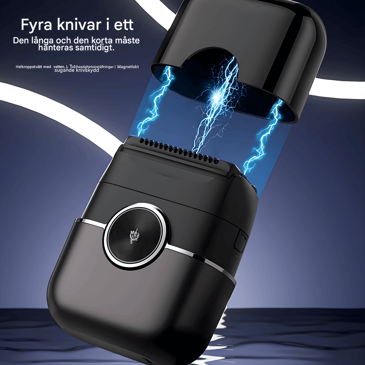 TrimPro - Bærbar elektrisk barbermaskine med 4-bladssystem & Vaskbart design til krop og ansigt