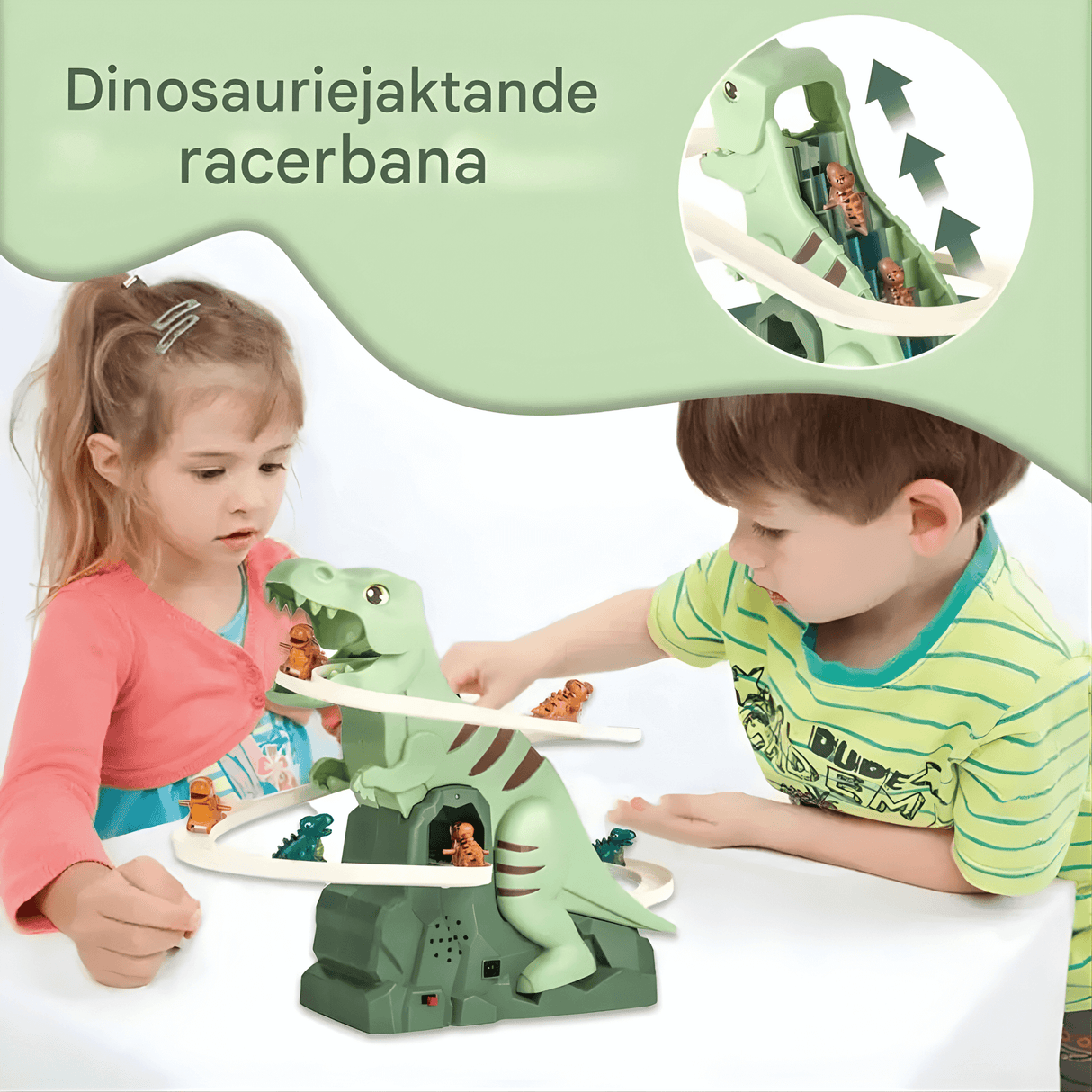 DinoQuest - Electric Dinosaur Slide with Automatic Climbing Stairs, Lights & Music for Kids