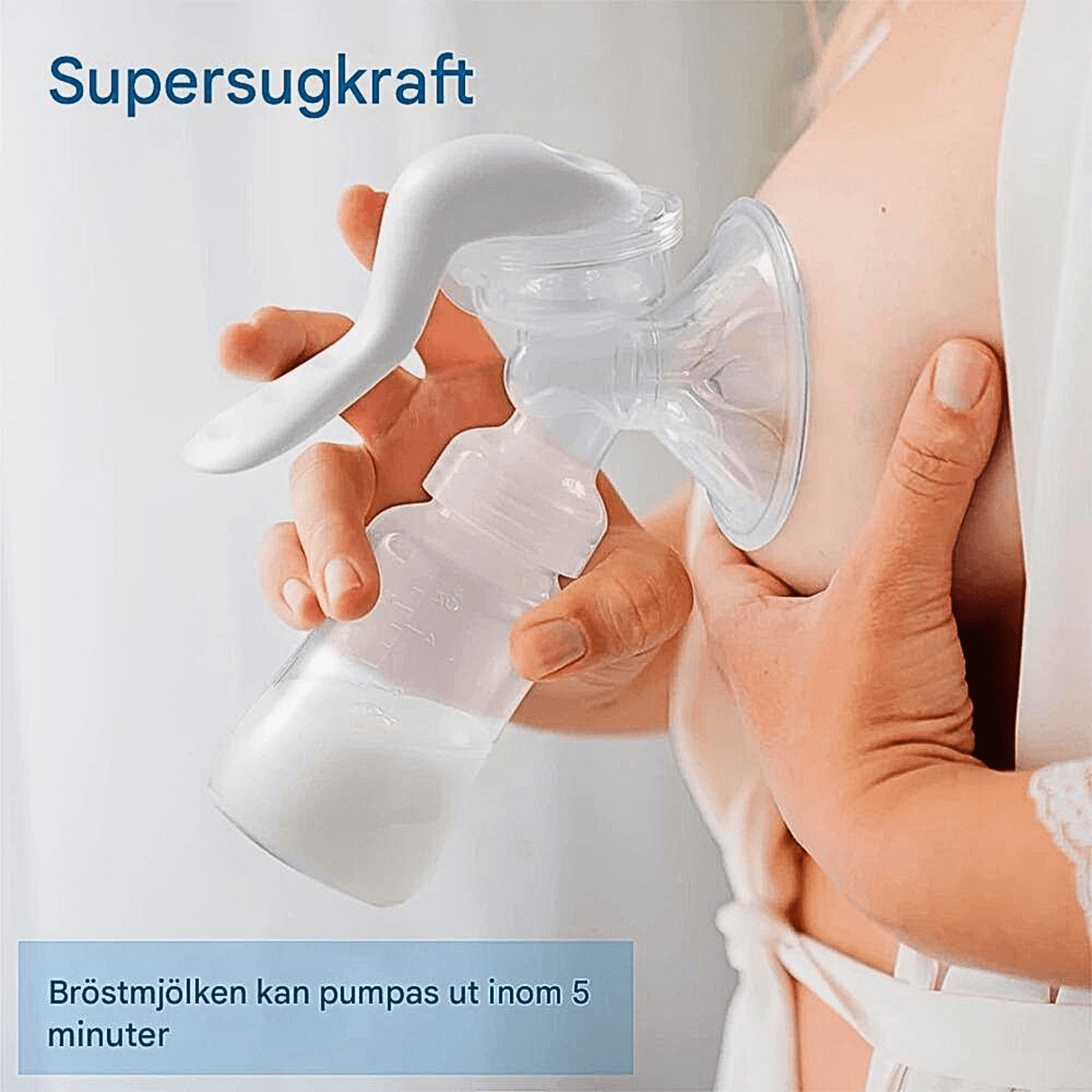LactiMate - Manual Breast Pump in BPA-free Silicone with Ergonomic Handle & Quiet Operation