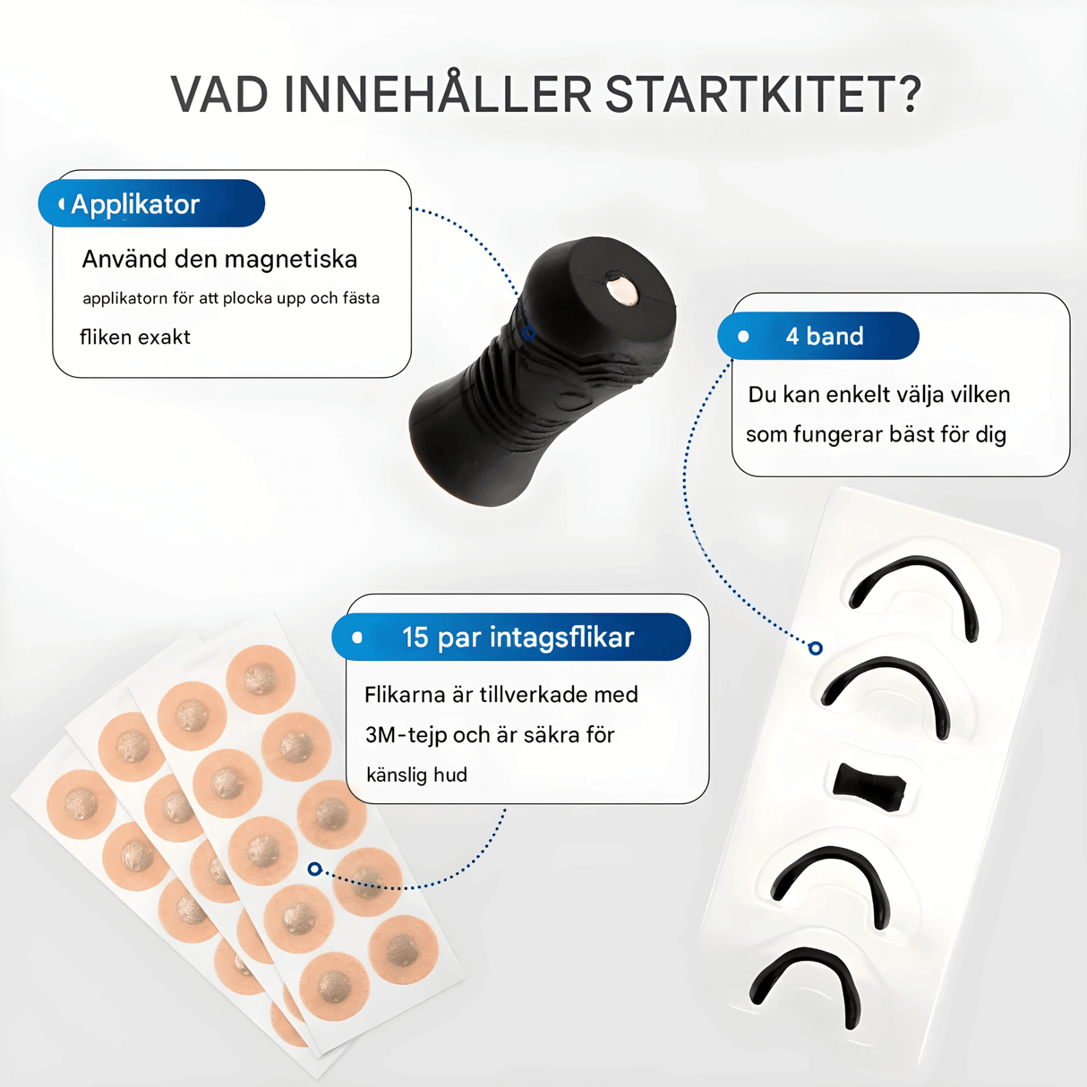 AirNite - Anti-Snoring Kit in Black or White with Nose Clip & Breathing Tabs for Better Nasal Breathing