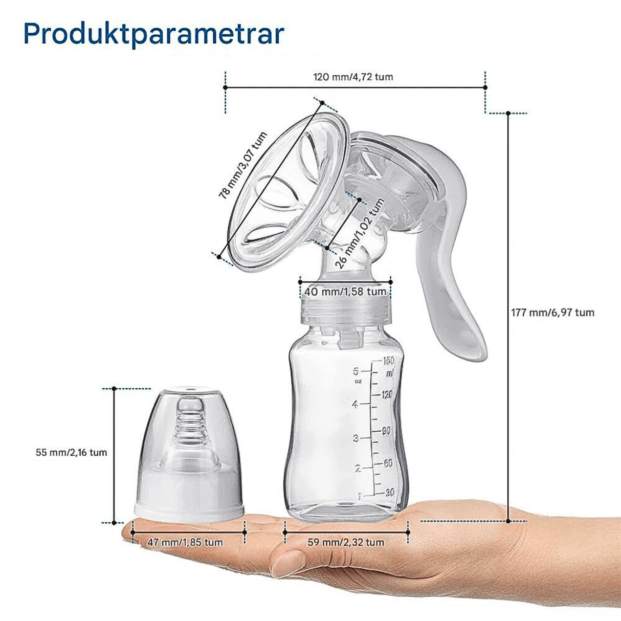 LactiMate - Manual Breast Pump in BPA-free Silicone with Ergonomic Handle & Quiet Operation