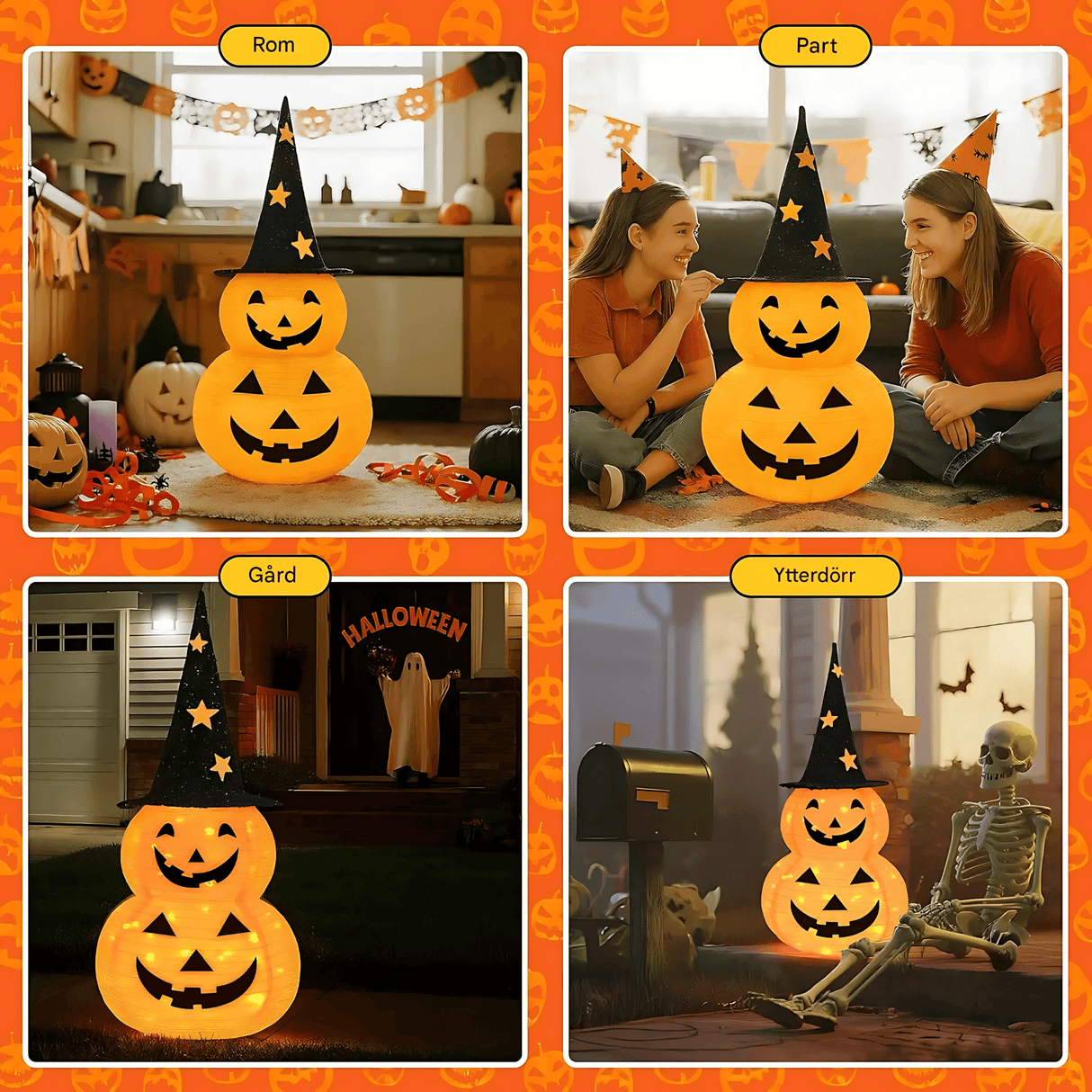 GlowPump – Hopfällbar Upplyst Halloween Pumpa med LED, Timer & Batteridriven Dekoration för Inomhus och Utomhus