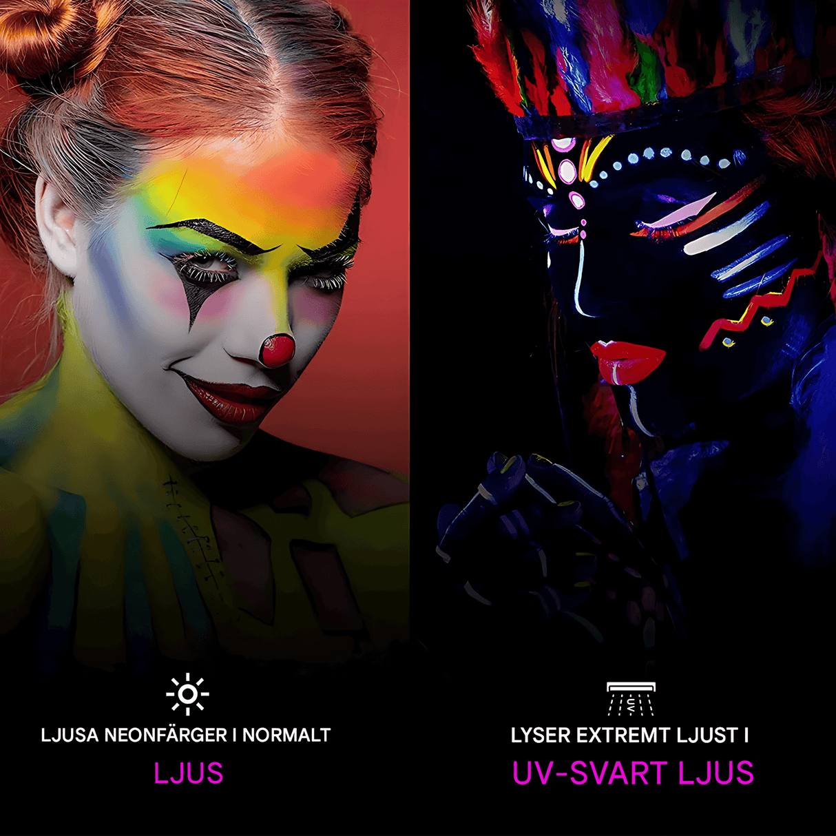 NeonAura – Halloween Neon Fluorescerande UV Body Paint Set för Ansikte och Kropp, Glow in the Dark, Party & Festivalfärg