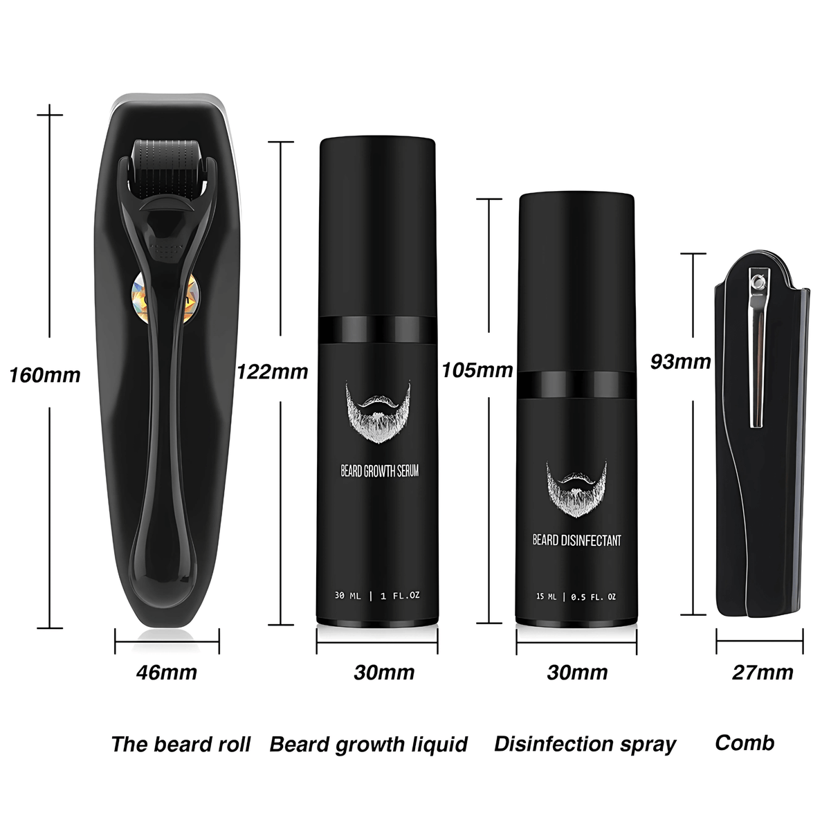 BeardForge - Beard Growth Kit for Men with Roller, Serum, Disinfectant Spray & Comb