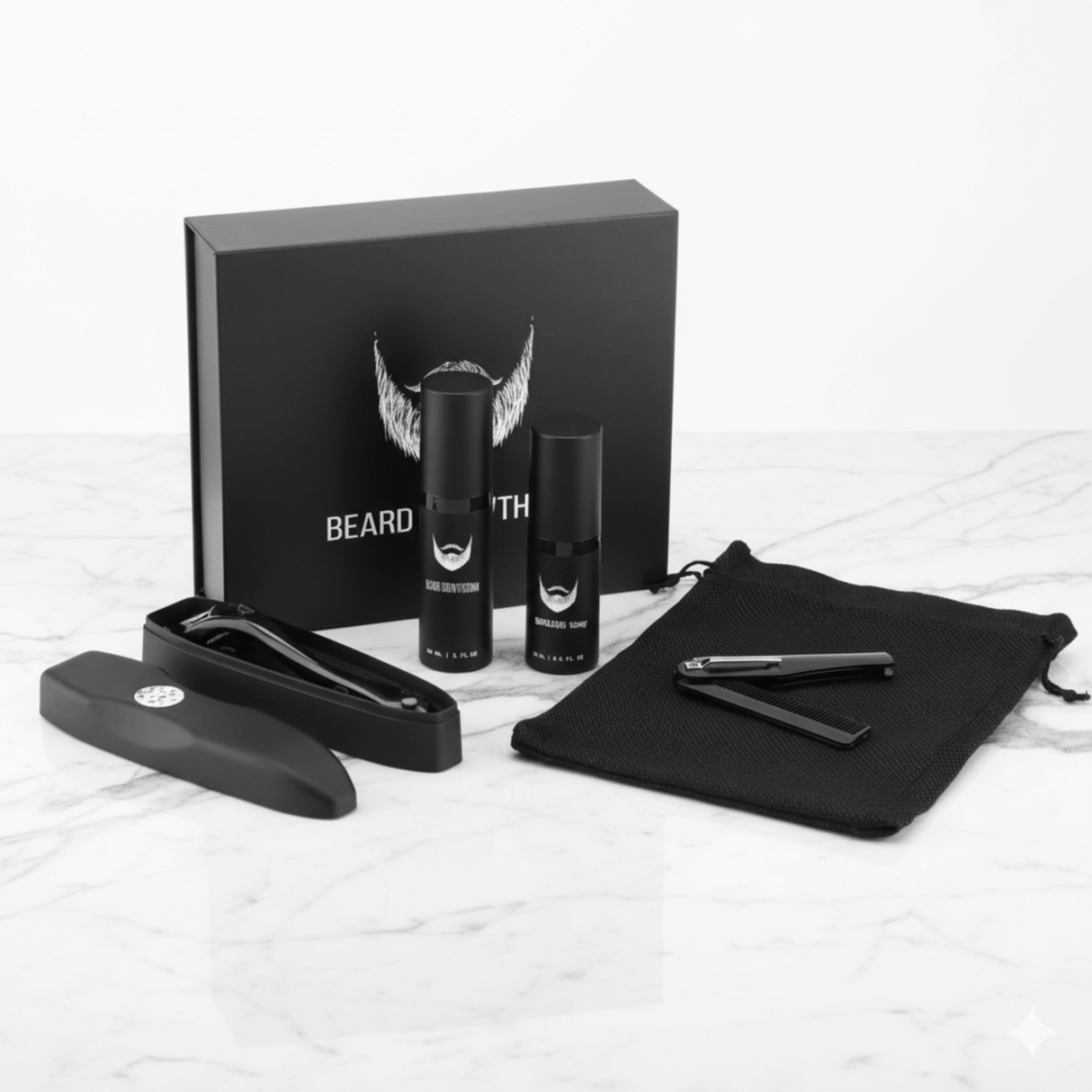 BeardForge - Beard Growth Kit for Men with Roller, Serum, Disinfectant Spray & Comb