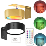 LINA – 2-pack LED Vägglampor i Svart & Guld med 13 Färglägen, Magnetfäste & Fjärrkontroll